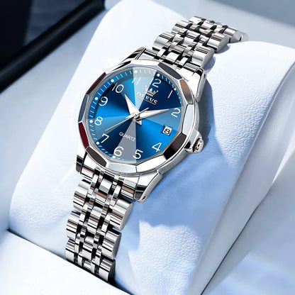 OLEVS – montre à Quartz pour femmes, élégante, mode, marque de luxe, originale, étanche, acier inoxydable, Date lumineuse