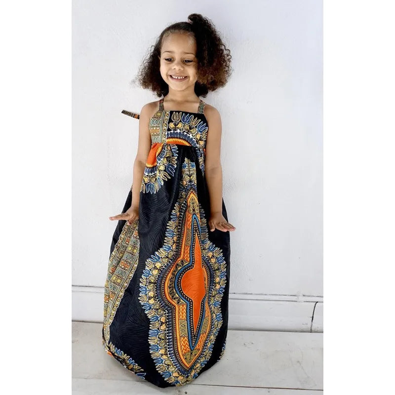 Vêtements africains enfants mode Dashiki Robe Robe Africaine bébé fille vêtements Bazin Riche sans manches robes africaines pour les filles