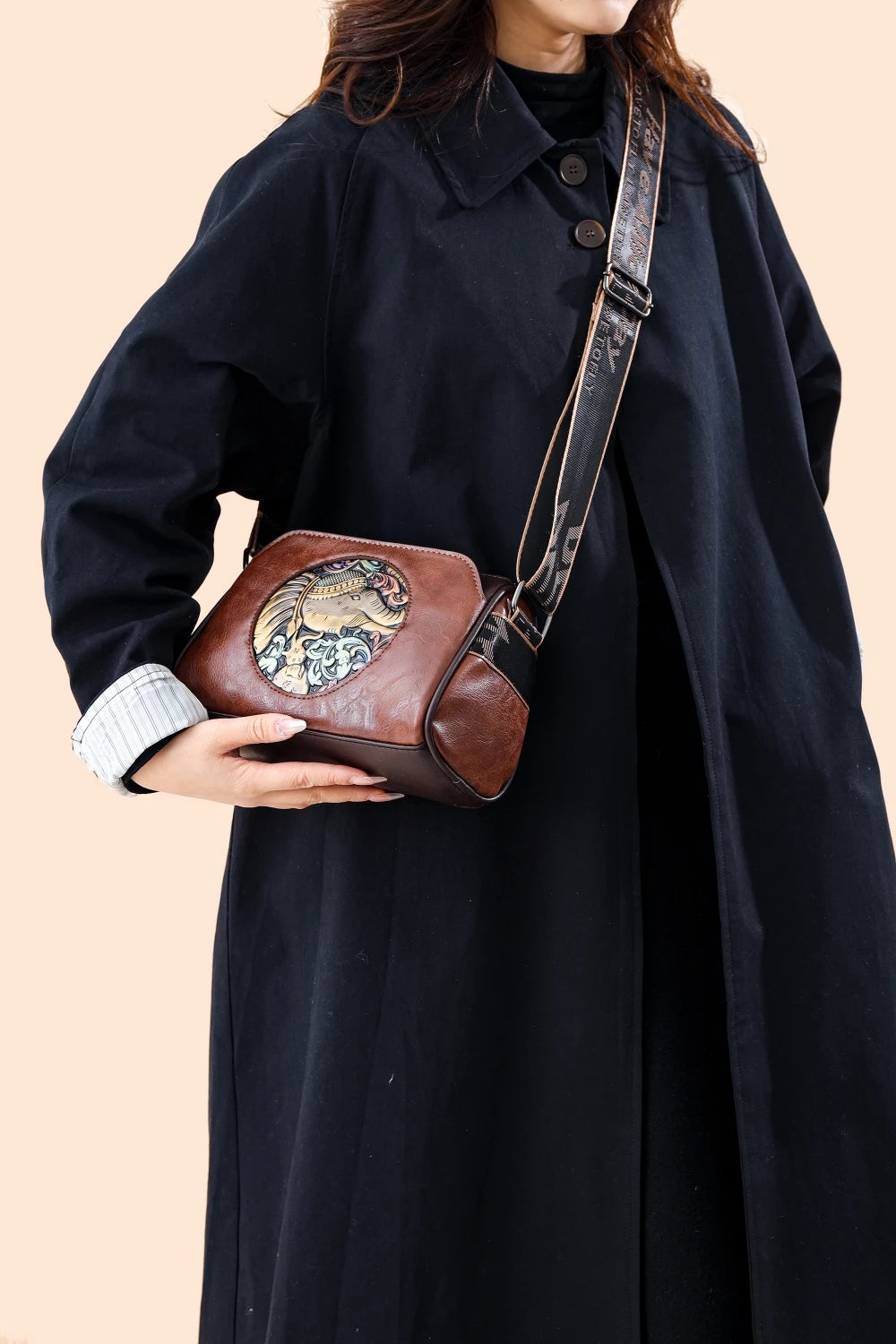 sac de luxe femme sacs bandoulière à imprimé animal sacs carré MOODS-Sacs à bandoulière de style vintage pour femmes, éléphant en relief, mini sac messager carré initié, sacs à main de créateur de luxe, 2024