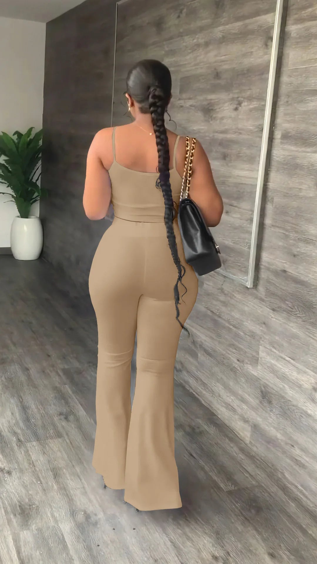 Haut court à bretelles spaghetti et pantalon évasé adt pour femmes, olympiques décontractés, ensemble deux pièces monochromes simples, tenues d'été sexy