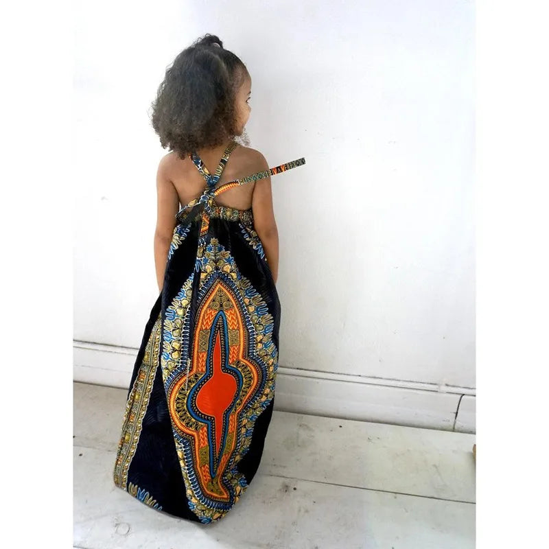 Vêtements africains enfants mode Dashiki Robe Robe Africaine bébé fille vêtements Bazin Riche sans manches robes africaines pour les filles