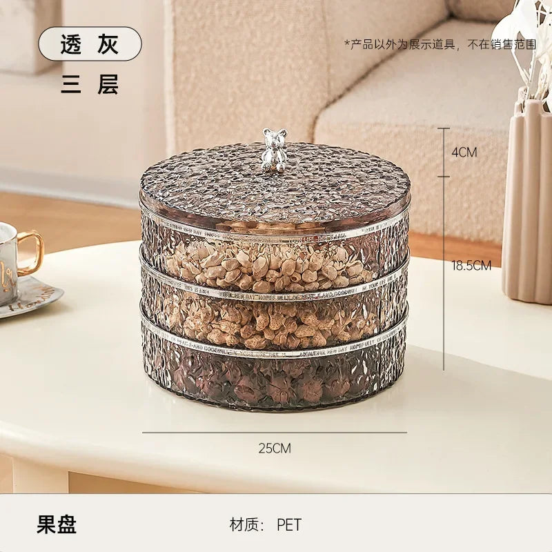 Boîte à snacks transparente multicouche, anti-poussière, acrylique, fruits secs, boîte de rangement pour bonbons et noix, salon moderne, conteneur solaire