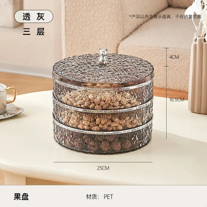 Boîte à snacks transparente multicouche, anti-poussière, acrylique, fruits secs, boîte de rangement pour bonbons et noix, salon moderne, conteneur solaire