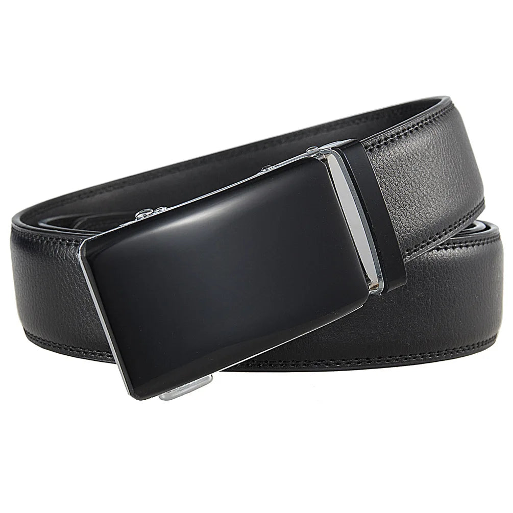 Ceinture de surintendant en cuir de vache véritable pour homme, accessoire de marque, décontracté, automatique, noir, rouge, marron