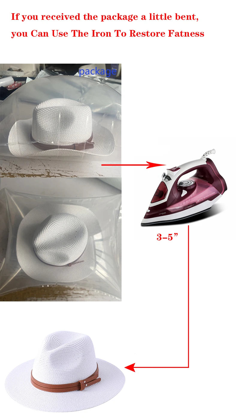 56-58-59-60CM nouveau chapeau de paille de forme souple Panama naturel été femmes/hommes casquette de soleil de plage à large bord Protection UV chapeau Fedora