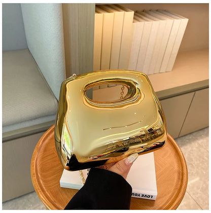 Sac à main hobo en acrylique doré pour femme, sac à main de plage transparent, sac à main de soirée, poignée supérieure ronde, fête de mariage, designer de luxe