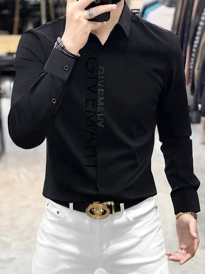 Chemise en coton à manches longues pour hommes, chemises décontractées, robe d'affaires sociale, mode de luxe, printemps, été