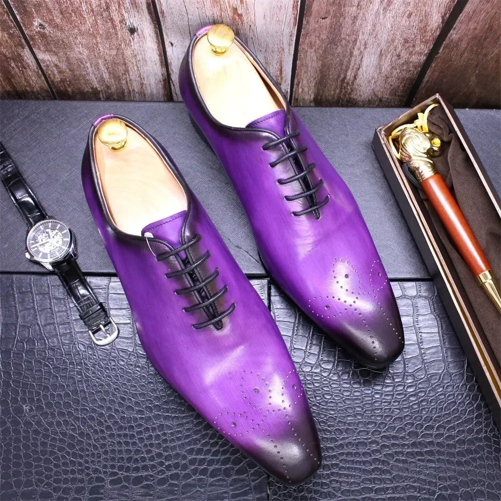 Chaussures d'affaires italiennes originales en cuir véritable faites à la main pour hommes, chaussures Derby à la mode pour marié et mariage, mocassins