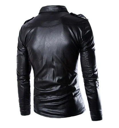Veste en cuir PU Style motard coupe cintrée pour hommes, manteau décontracté britannique à la mode Y012, veste en cuir confortable et souple pour hommes