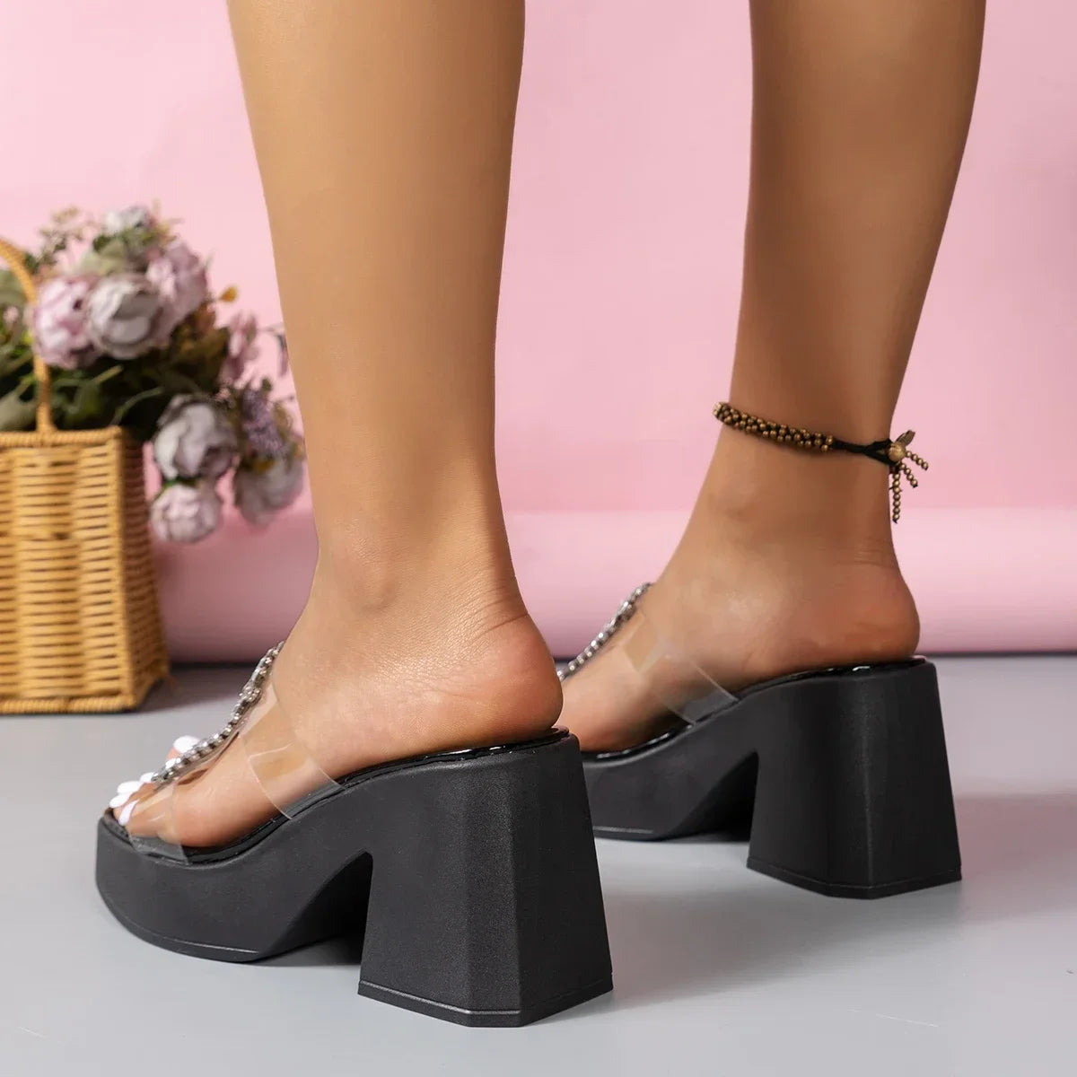 Sandales Escarpins Transparentes à Talons Hauts pour Femme, Chaussures d'Été en PVC, Nouveau Design, 2023