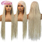 Perruques tressées en boîte Cornrow 36 pouces, perruque synthétique Blonde 613 pour femmes, perruque Lace Front Wig tressée avec raie latérale de haute qualité, perruque Faux Locs