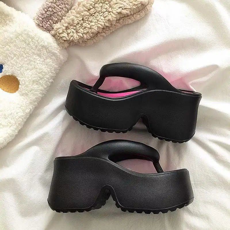 Tongs compensées à Clip pour femmes, sandales de plage à plateforme épaisse, semelle épaisse, pantoufles Eva à talons hauts, été 2025