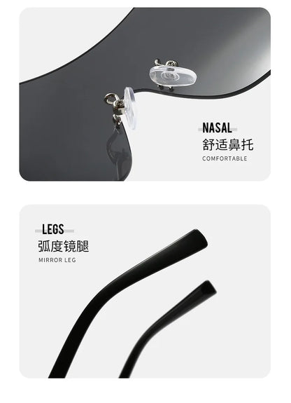 Lunettes de soleil de luxe y2k sans monture pour femmes, avec lettres en strass, de marque de styliste, pour l'extérieur, UV400