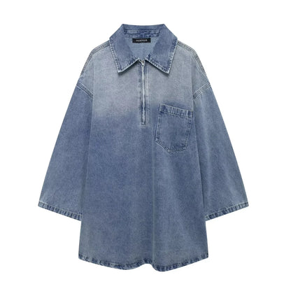 Jupe en jean zippée à col polo, nouveau style, robe décontractée adt fit, vente en gros transfrontalière, tendance européenne et américaine