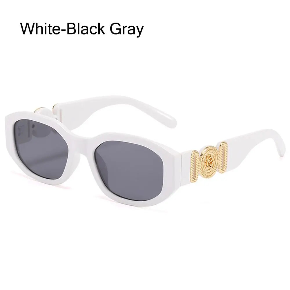 Lunettes de soleil Y2K irrégulières pour femmes et hommes, monture optique, nuances vintage, protection UV, design rose en métal, été