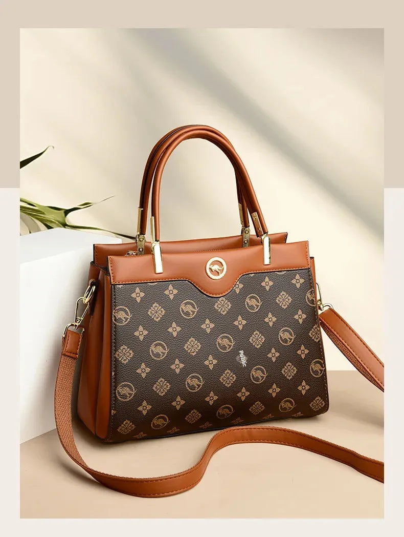 Sac fourre-tout rétro de grande capacité, sac à main imprimé couleur assortie Simple, cadeau pour maman, sac à bandoulière Simple, fermeture à glissière, autre matériau