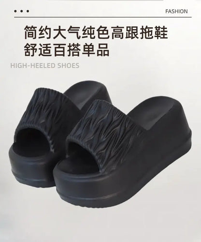 Sandales d'été à talons hauts de 7 cm pour femmes, mules à talons épais, tongs EVA, chaussures de maison, pantoufles à plateforme d'extérieur, nouvelle collection