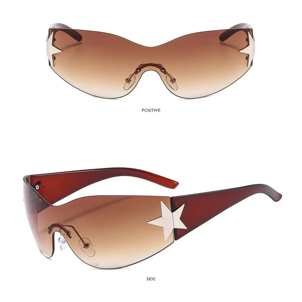 Lunettes de soleil Punk Y2K pour femmes et hommes, tendance, enveloppantes, nuances, décoration étoile, UV400, 2025