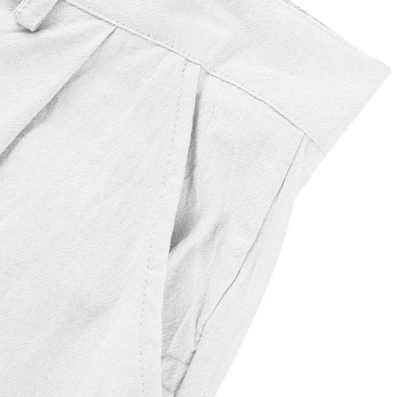 BERAKAH SUPRÊME – pantalon de costume décontracté en lin pour hommes, couleur unie, nouvelle mode, pantalon de plage à jambes larges, européen et américain