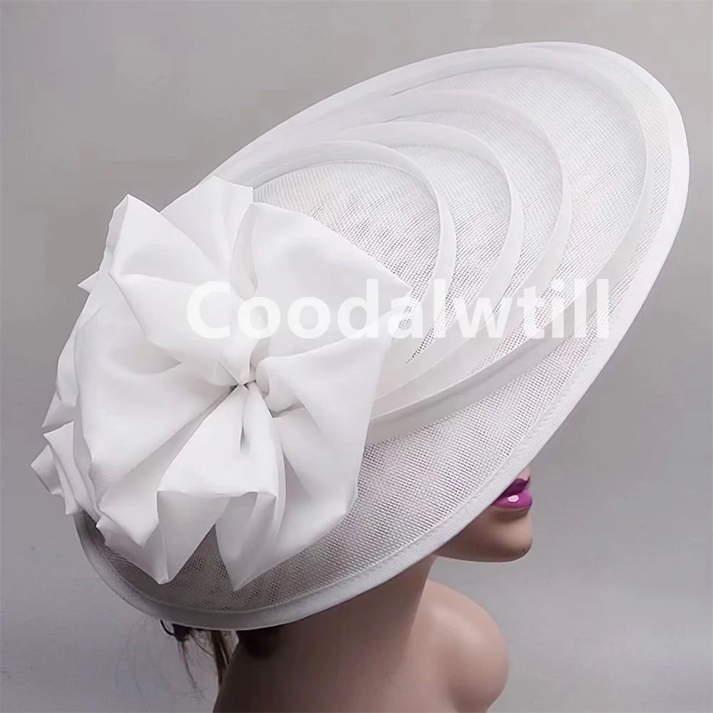 Noir grand Chapeau fascinateur femmes Royal Ascot casque fleur mode Chapeau Casquette pour église Kentucky Derby Chapeau Casquette bandeau