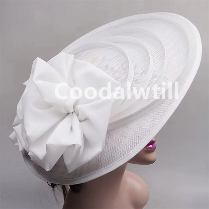 Noir grand Chapeau fascinateur femmes Royal Ascot casque fleur mode Chapeau Casquette pour église Kentucky Derby Chapeau Casquette bandeau