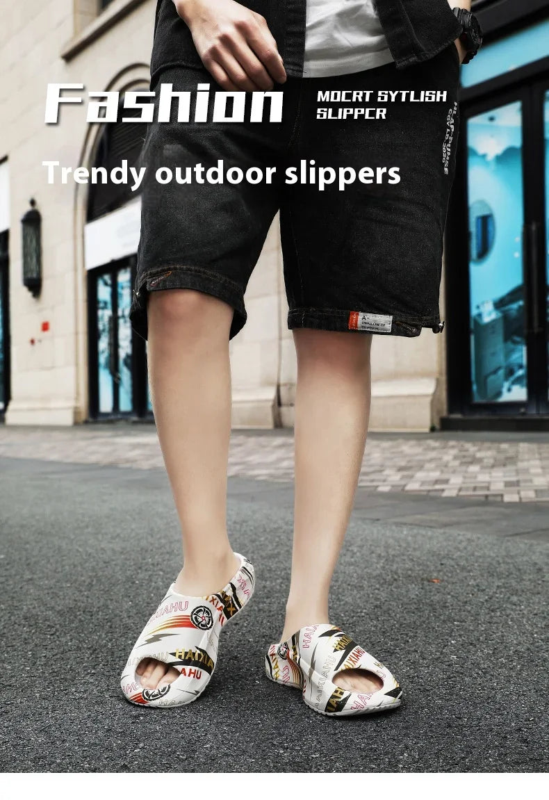 Plate-forme chaussures pour hommes nouveaux tongs d'été 2025 sandales respirant antidérapant amoureux hommes et femmes tout correspondant imprimé pantoufles hommes