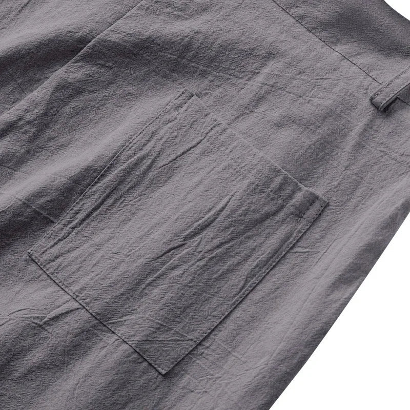 BERAKAH SUPRÊME – pantalon de costume décontracté en lin pour hommes, couleur unie, nouvelle mode, pantalon de plage à jambes larges, européen et américain