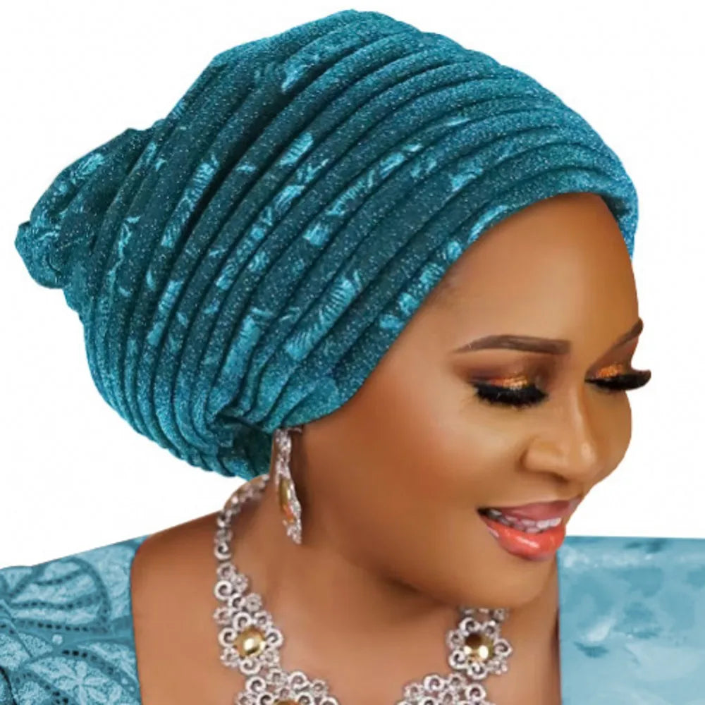 Turban Plissé pour Femme, Cravate de Sauna, ixde Mariage Africain, Nigeria, 2025