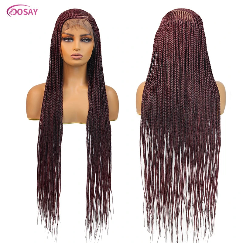 Perruques tressées en boîte Cornrow 36 pouces, perruque synthétique Blonde 613 pour femmes, perruque Lace Front Wig tressée avec raie latérale de haute qualité, perruque Faux Locs