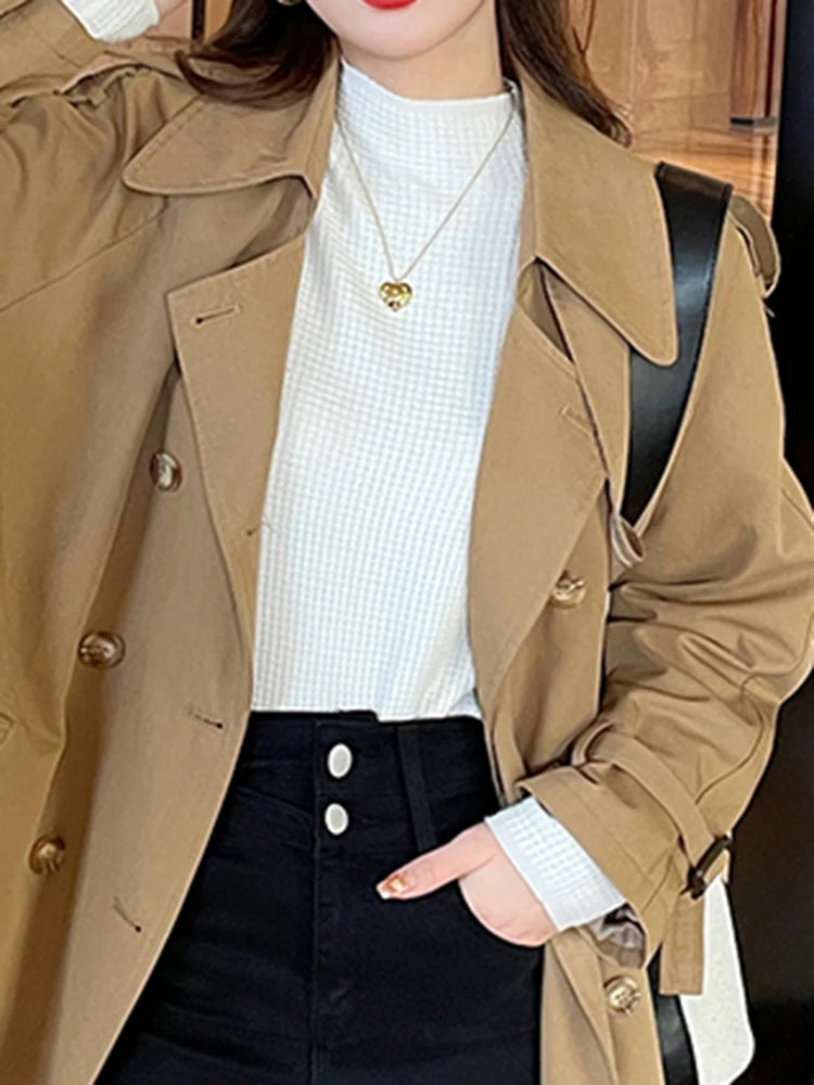 Pull Vintage à Col Roulé pour Femme, Vêtement à Motif Gaufré, Solide, Décontracté, Slim, Automne Hiver