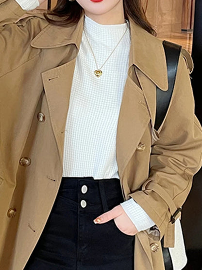 Pull Vintage à Col Roulé pour Femme, Vêtement à Motif Gaufré, Solide, Décontracté, Slim, Automne Hiver