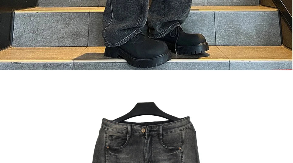 Pantalon en jean Baggy à jambe droite pour hommes |   Jean d'affaires décontracté coupe large et ample pour le style toutes saisons printemps/automne