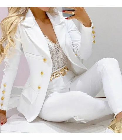 Ensemble deux pièces pour femmes, vêtements d'automne, manteaux et pantalons, mode polyvalente, décontracté, veste à manches longues et pantalon, 2023