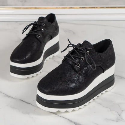 Chaussures à plateforme à talons compensés pour femmes, chaussures d'extérieur décontractées à lacets, baskets confortables à talons hauts, semelle optique de rencontre basse