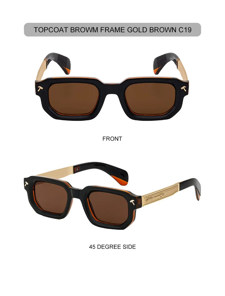 Polarisées Carré Punk lunettes de Soleil Hommes 2025 De Luxe Marque Classique Rectangle Lunettes De Soleil UV400 Conduite Lunettes De Mode En Plein Air Nuances