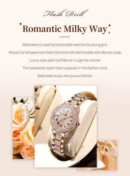 OLEVS Original diamant montre pour femmes mode élégant en acier inoxydable étanche Quartz montre-bracelet de luxe dames robe montres