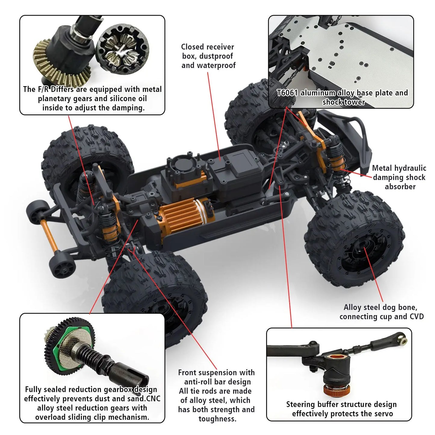 JIUSI PT14R 1/14 RC voiture de course 3S batterie 4WD 80 km/h moteur sans brosse 2.4G télécommande 35C haute vitesse tout-terrain camion RC