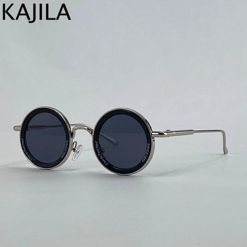 Lunettes de soleil rondes Steampunk à petite monture pour hommes, marque de luxe rétro Punk, lunettes de conduite classiques, UV400, 2025