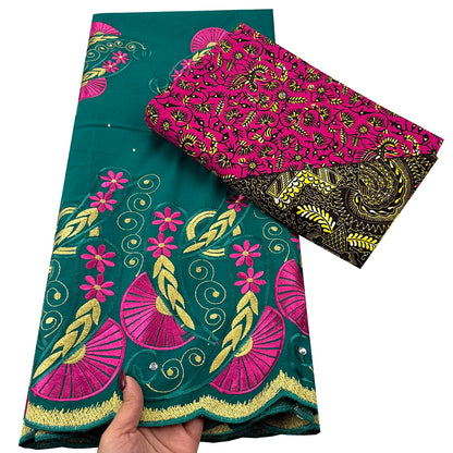 Tissu africain en dentelle de Voile suisse, 2.5 + 3 yards, véritable cire pour coudre une robe de soirée, nouvel arrivage