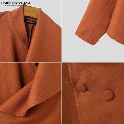Y-INCERUN-Blazer à Manches sulfDécontracté pour Homme, Col Trempé, Couleur Unie, Assressenti, Nouveau, 2025