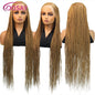 Perruques tressées en boîte Cornrow 36 pouces, perruque synthétique Blonde 613 pour femmes, perruque Lace Front Wig tressée avec raie latérale de haute qualité, perruque Faux Locs