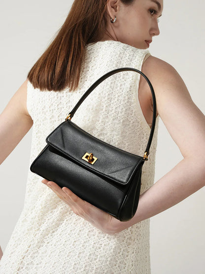 Sac à bandoulière en cuir de vache pour femmes, avec chaîne, petit Design, sac à main haut de gamme pour employés de bureau, accessoire de mode à bandoulière unique