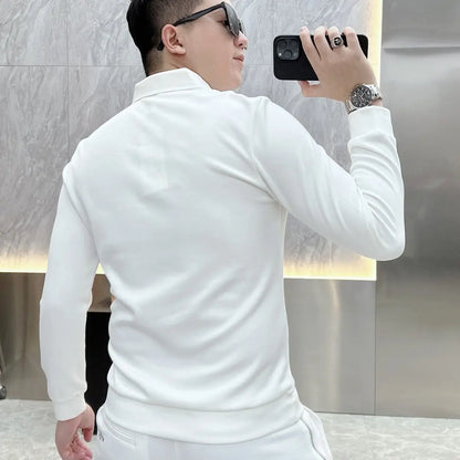 T-Shirts à manches longues pour hommes, vêtements d'affaires décontractés, faux deux pièces, Streetwear, mode bureau Social, nouvelle collection printemps automne