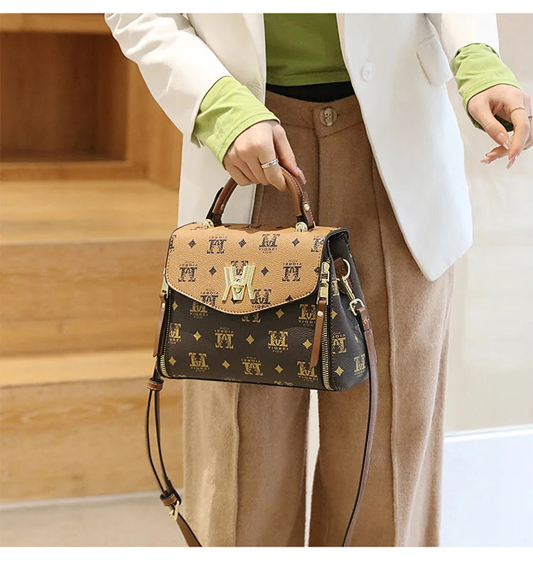 Sac à bandoulière imprimé de luxe pour femme, design de mode, accessoires en métal, marque initiée, sac à main féminin