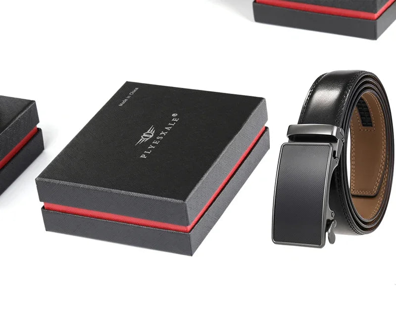 Ceintures en cuir véritable pour hommes, de luxe, de styliste, marron, boucle en alliage automatique, haute qualité, sangle en peau de vache, B448