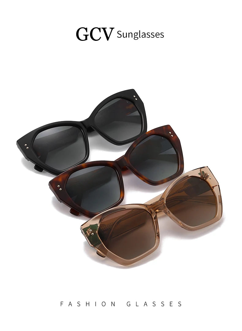 GCV marque acétate apparence brevet Design femmes papillon rectangulaire Triangle lunettes de soleil polarisées UV400 mode