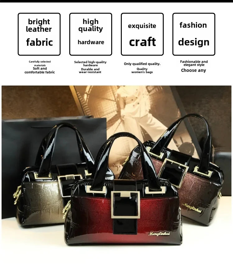 Sac à main multicouche en cuir souple pour femme, motif crocodile, coussin Boston, mères d'âge moyen, initié unique, nouveau, 2024