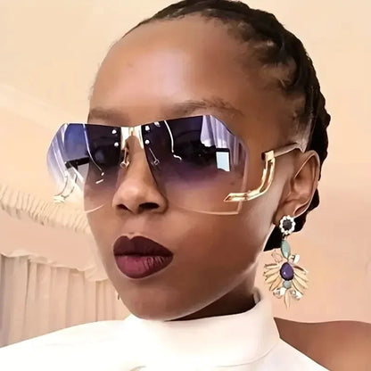 Lunettes de soleil sans bords irrégulières pour femmes, monture en alliage de styliste, surdimensionnées, dégradées, mode féminine, nuances claires, nouvelle collection 2025