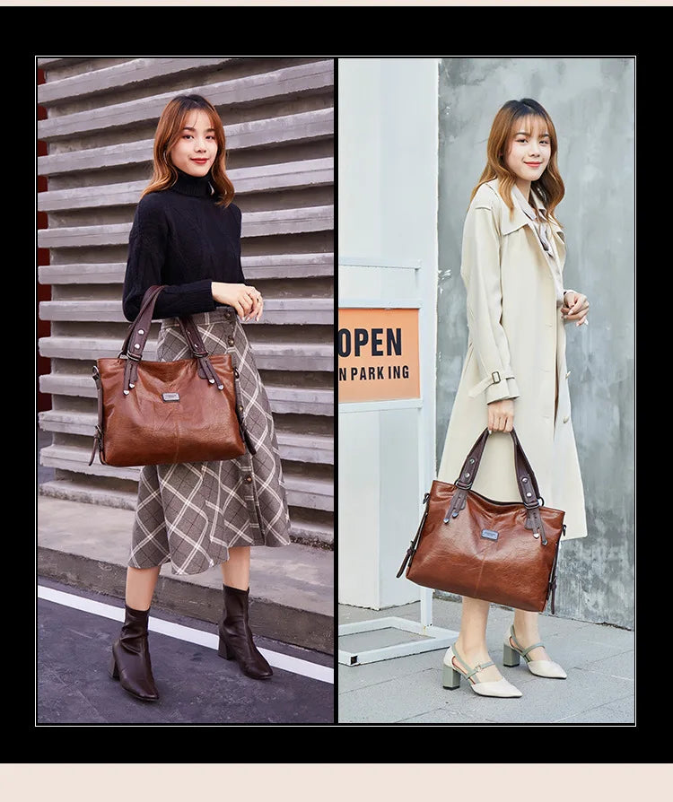 Sac fourre-tout décontracté pour femmes, sacs à main en cuir souple, sacs à bandoulière Vintage de grande capacité, nouvelle mode 2023