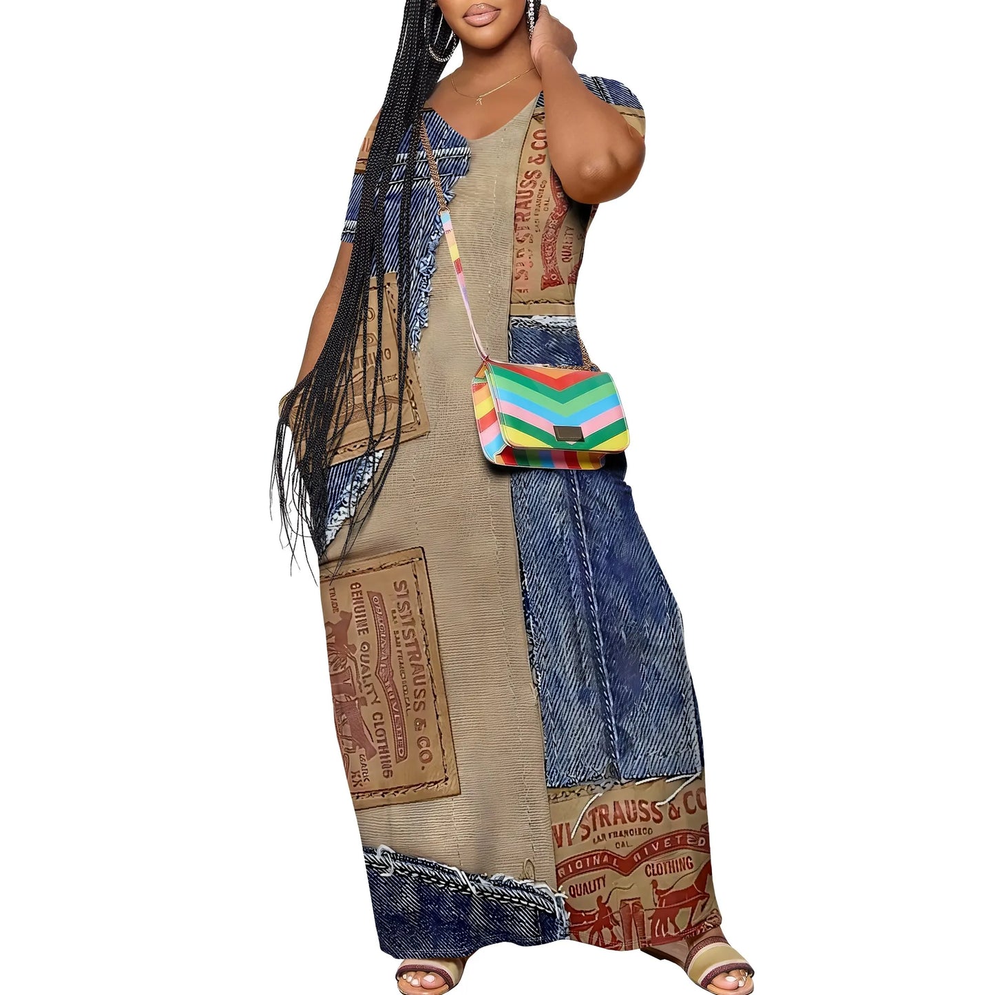 Robe longue décontractée pour femmes, tenue de plage à bretelles, avec poches, été